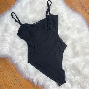 Black Ribbed Cami Bodysuit